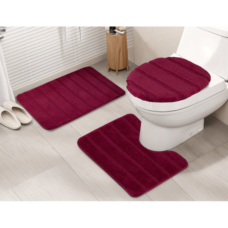 Lesage Non-Slip Bath Rug, Burgundy