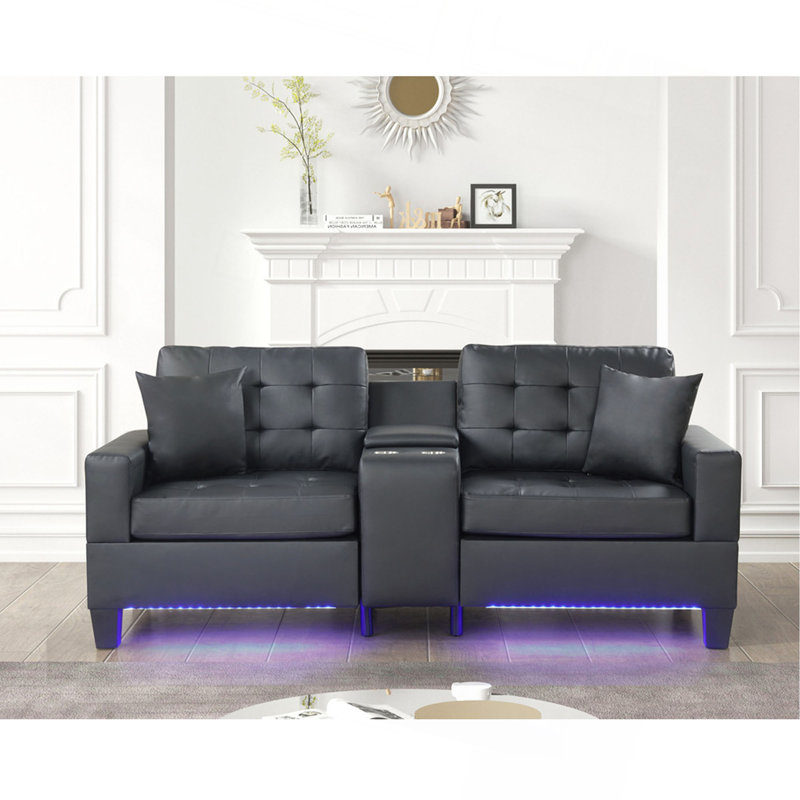 Canapé rembourré en PVC avec lumières DEL
