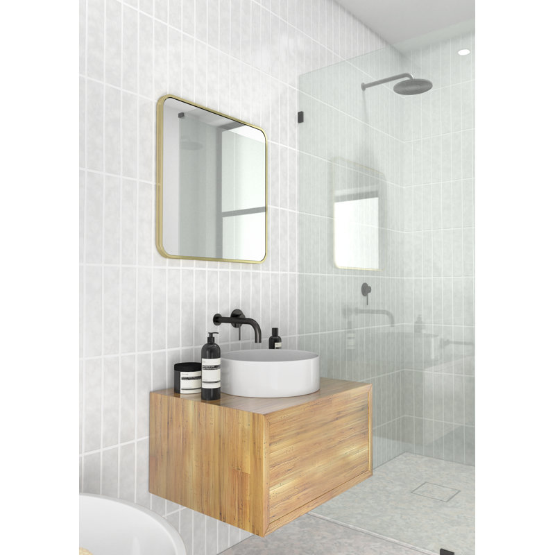 Trinity Framed Wall Mirror, Satin Brass