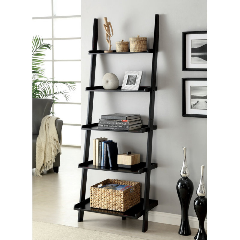 189cm H x 57cm W Ladder Bookcase, Black, 182 H x 63.5 W