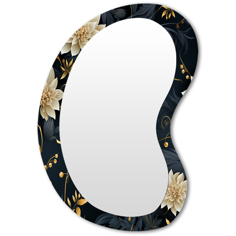 Miroir mural asymétrique beige et bleu, 31 po x 22 po