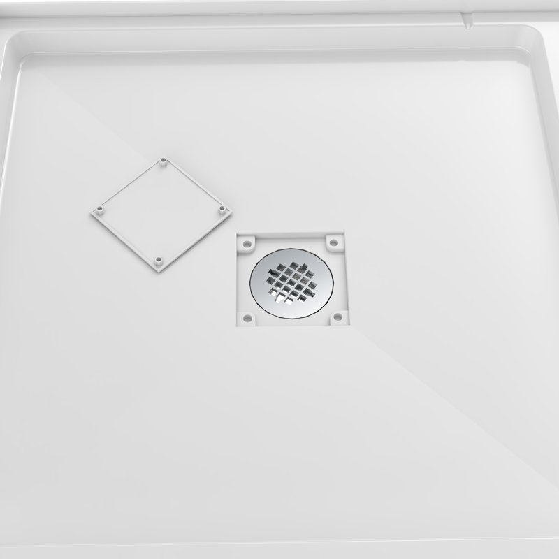 Streamline in. x 32 in. Alcove PP Shower Base in Glossy White With Center Drain, Drain Included