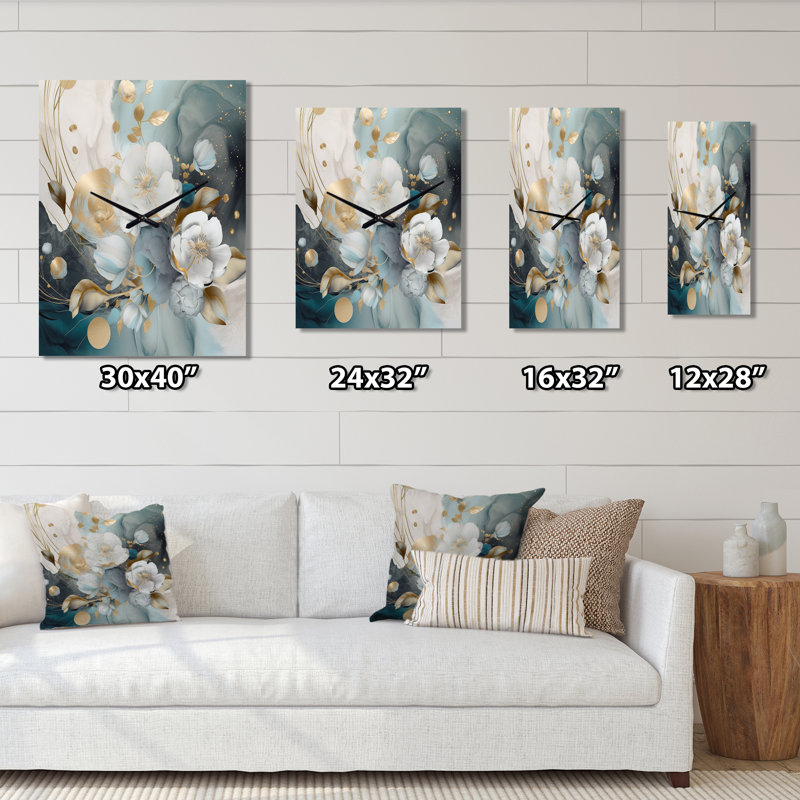 Jakyle - Horloge murale florale, H 40 po x l 30 po x P 1 po