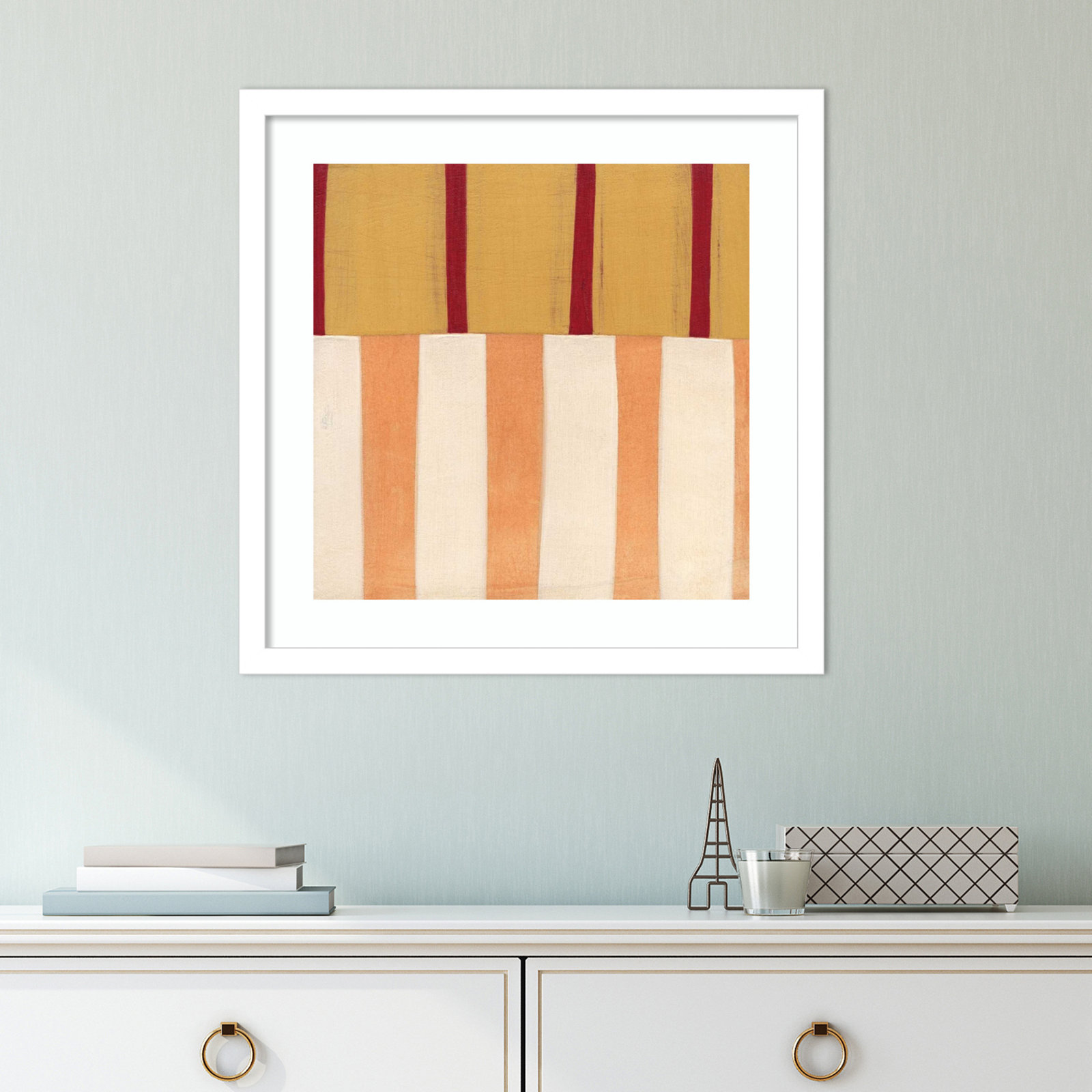 Broken Stripes 3 by Laura Nugent, White, 17" H x 17" W x 1" D