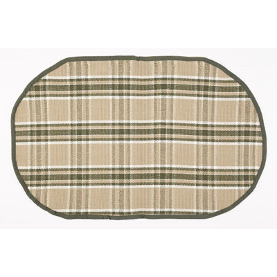 Tapis de sol ovale à carreaux brun Tulsi
