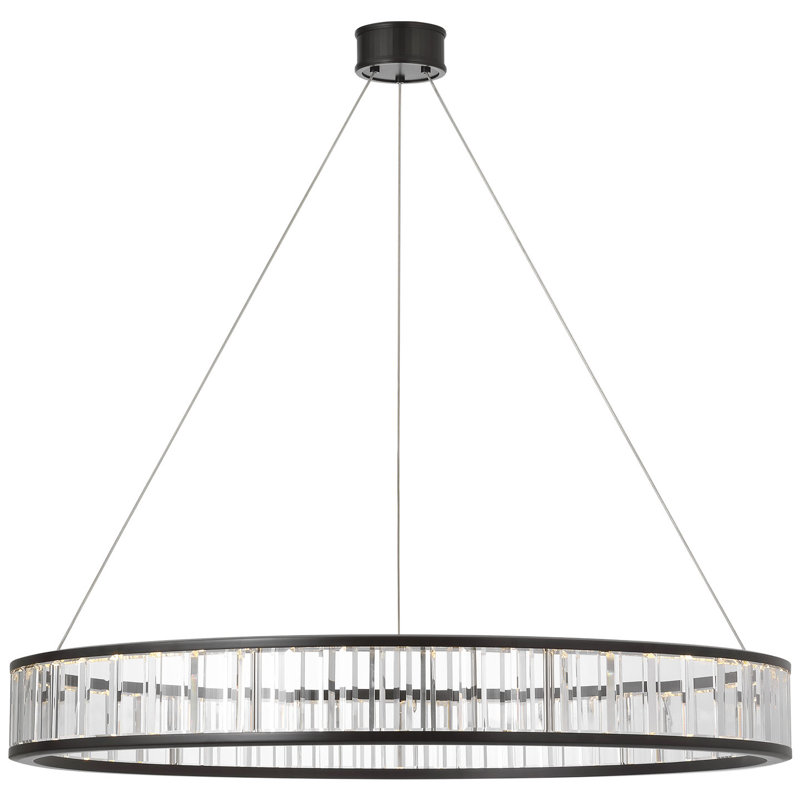 Chapman & Myers Iterna 40" Ring Chandelier with Alabaster, Modern Iron