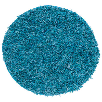 Tapis bleu clair en cuir noué à la main Godsey