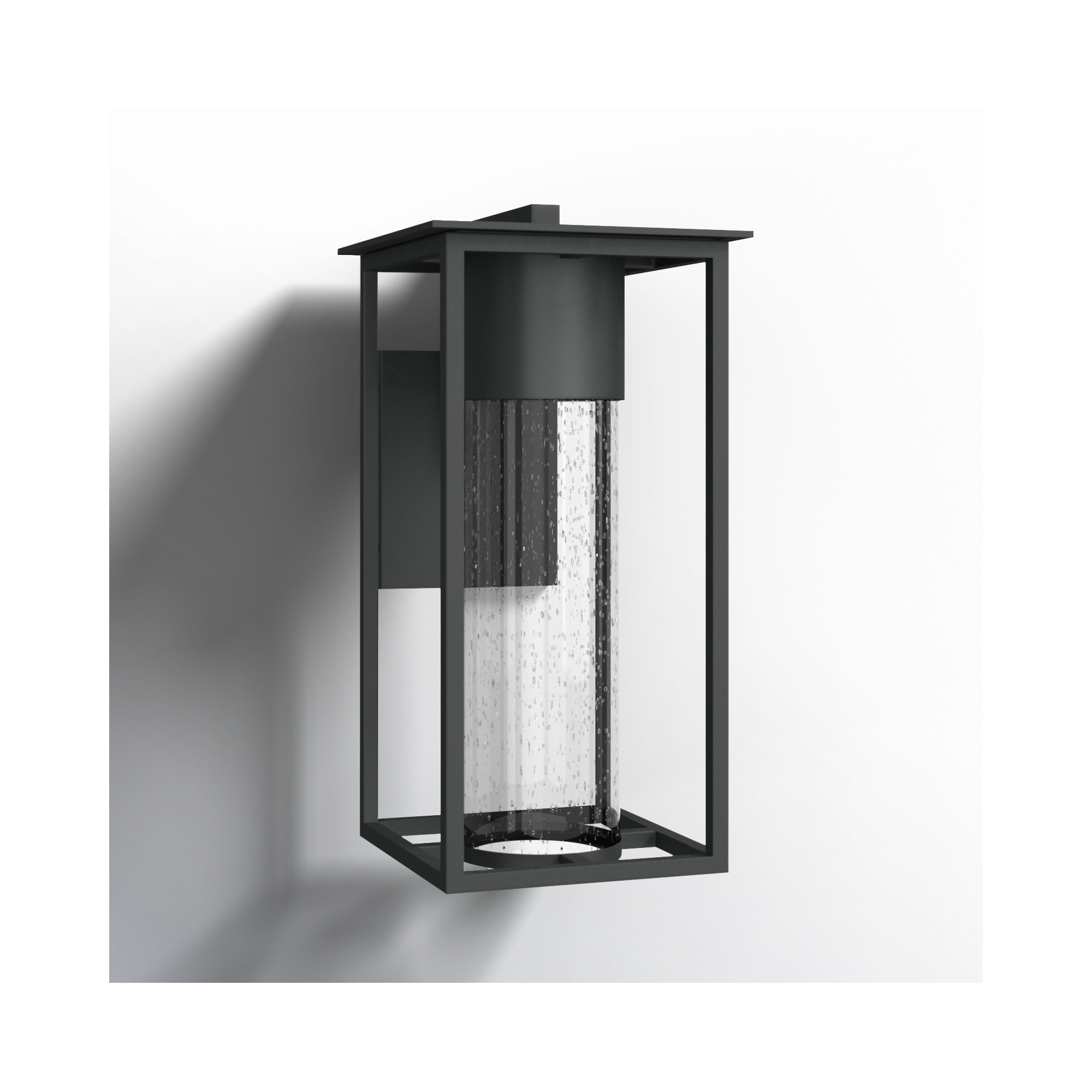 Single Light Outdoor Wall Light, Black, 16" H x 8" W x 10" D