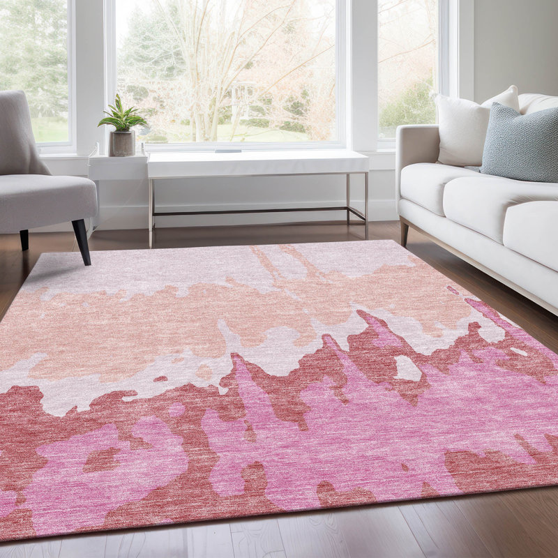 Premium Machine Washable Prisco Blush Rug, Rectangle 8' x 10'
