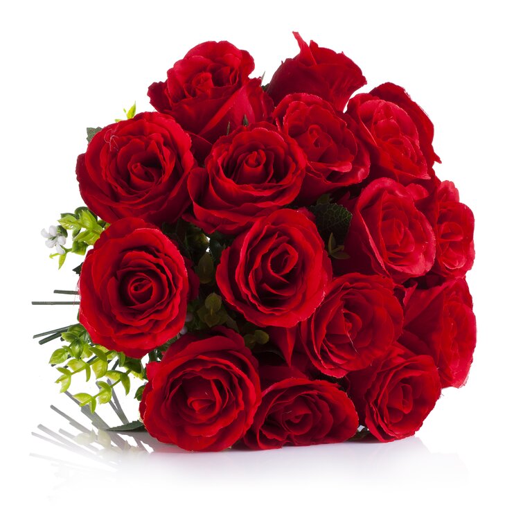 Artificial Roes Floral Arrangement Primrue Flowers Color: Red