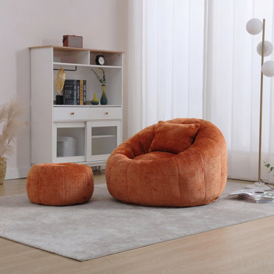 Fauteuils à billes modernes, fauteuil rond confortable pour adultes avec repose-pieds, fauteuil de lecture simple avec coussin pour salon, chambre à coucher, appartement