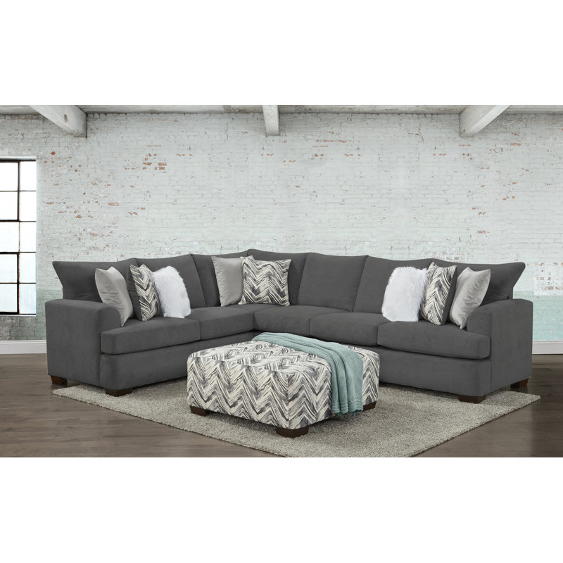 Davell Corner Sectional, Gray Polyester Blend