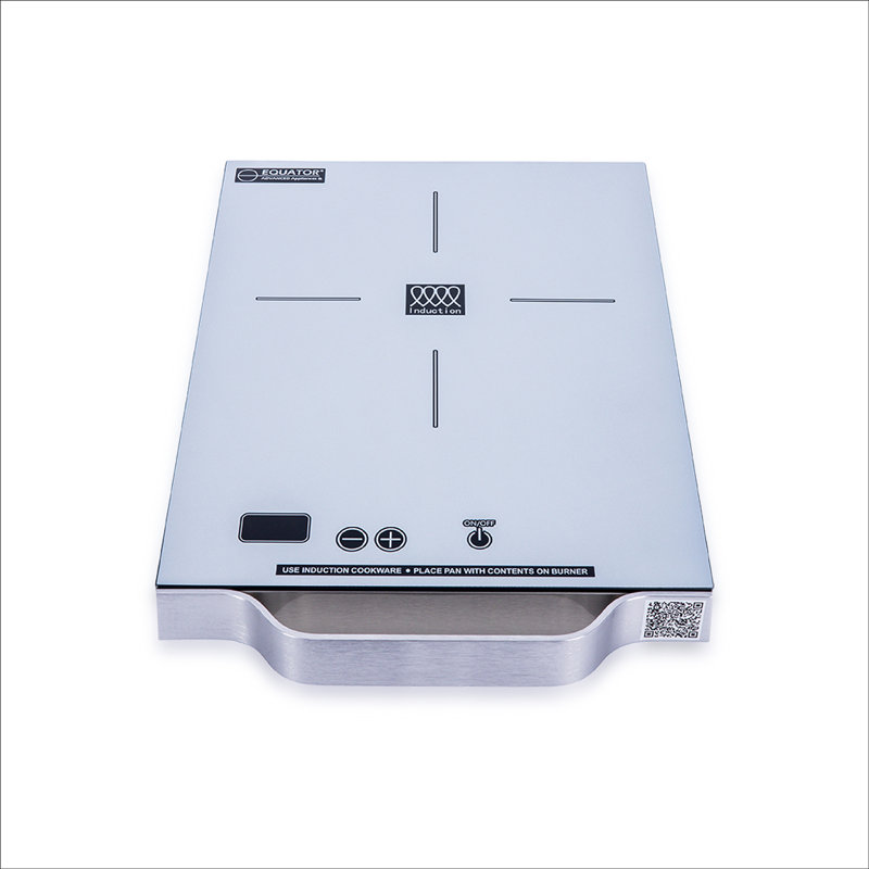 Equator 11" Portable One-Burner Induction Cooktop LIGHT Aluminum Handle 110V, Silver