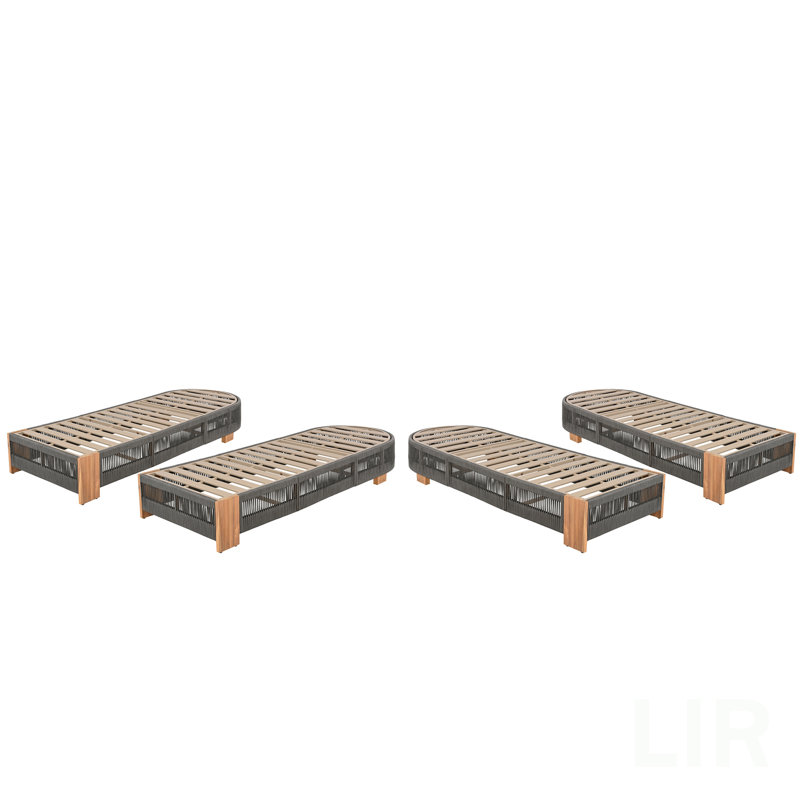 Ensemble de 4 chaises longues d'extérieur réglables en bois d'acacia pour l'extérieur, 4