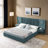 Queen Size Chenille Upholstered Bed With Bedside Table-7776726