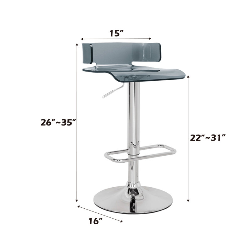 Tabouret réglable gris et chrome avec pivot