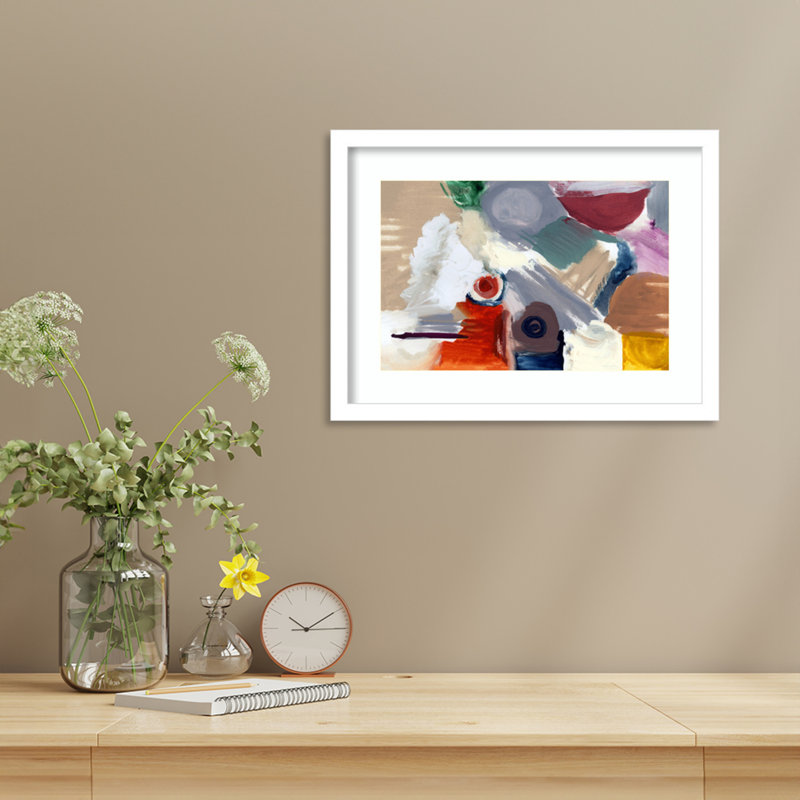 «The Universal» par Ortanza, impression sur bois encadrée, H 13 po x l 17 po, Blanc svelte