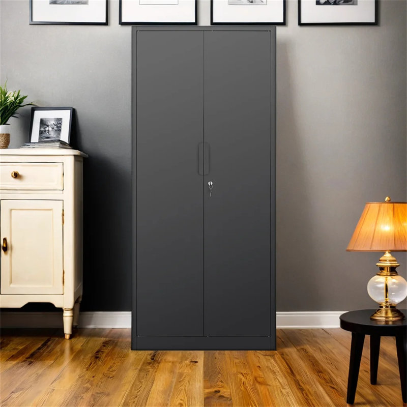 【72 Inch 2-Door Black File Cabinet With Lock】– 4 Adjustable Shelves, Heavy-Duty Steel For Commercial/Home Office & Legal/Letter Storage
