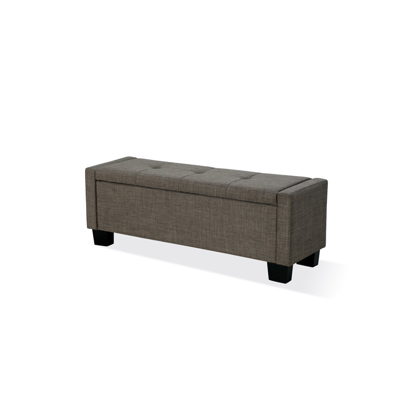 Linen Blend Upholstered Storage Bench