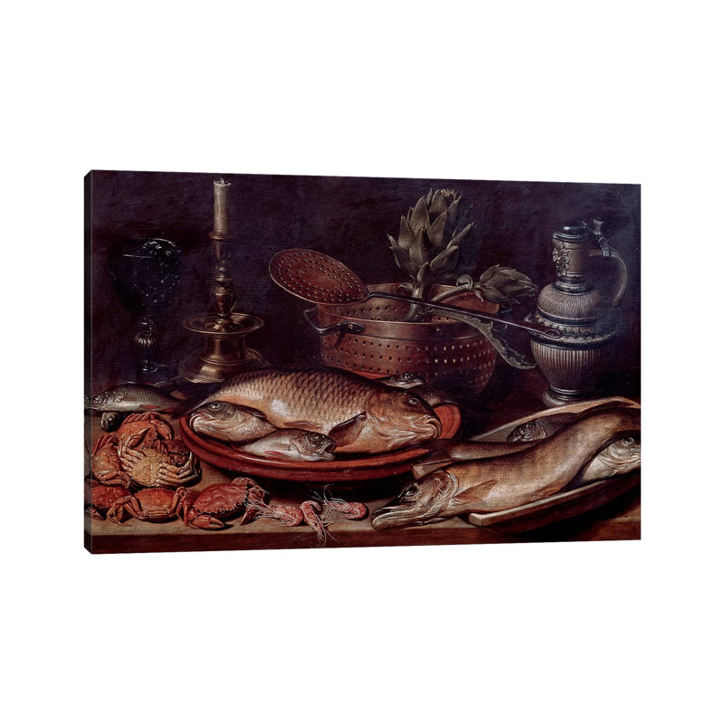 Still Life Showing Fishes And Shellfishes, 1611 by Clara Peeters - Wrapped Canvas Print, 66.04 cm H x 45.72 cm W