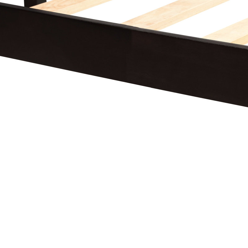 Structure de lit plateforme grand avec tête de lit, support à lattes de bois, sans sommier pour lit de chambre à coucher, longue durée requise