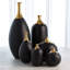 Dipped Golden Crackle/Black Cylinder Vase-Lg