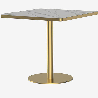 Table carrée bistro moderne tulipe 31,5 pouces avec plateau en faux marbre, facile à assembler, structure en métal robuste
