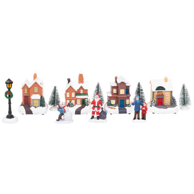 Ensemble de 12 mini maisons et personnages avec lumières DEL