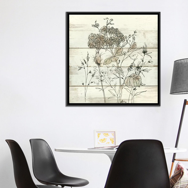 «Dried Flower Study II», impression sur toile, H 18 po x l 18 po x P 1,5 po, Toile encadrée noire, Pas de tapis