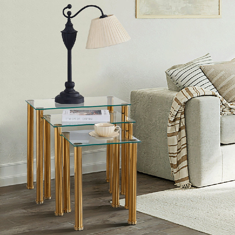 Declin 5 - Piece Living Room Table Set, Gold