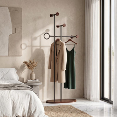 Portemanteau autoportant avec porte-manteaux moderne en métal avec 6 crochets pour vestibule, couloir et chambre à coucher