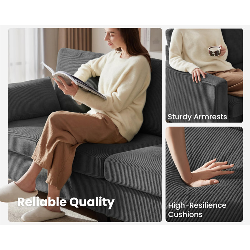 Modular Sectional Sofa Corduroy Couch, Customizable U-Shaped Sofa Oversized L-Shaped Sofa Set (6 Seater Compact Sleeper)