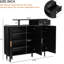 Armoire à chaussures Amma noire avec pieds et tablettes spacieuses-121507024