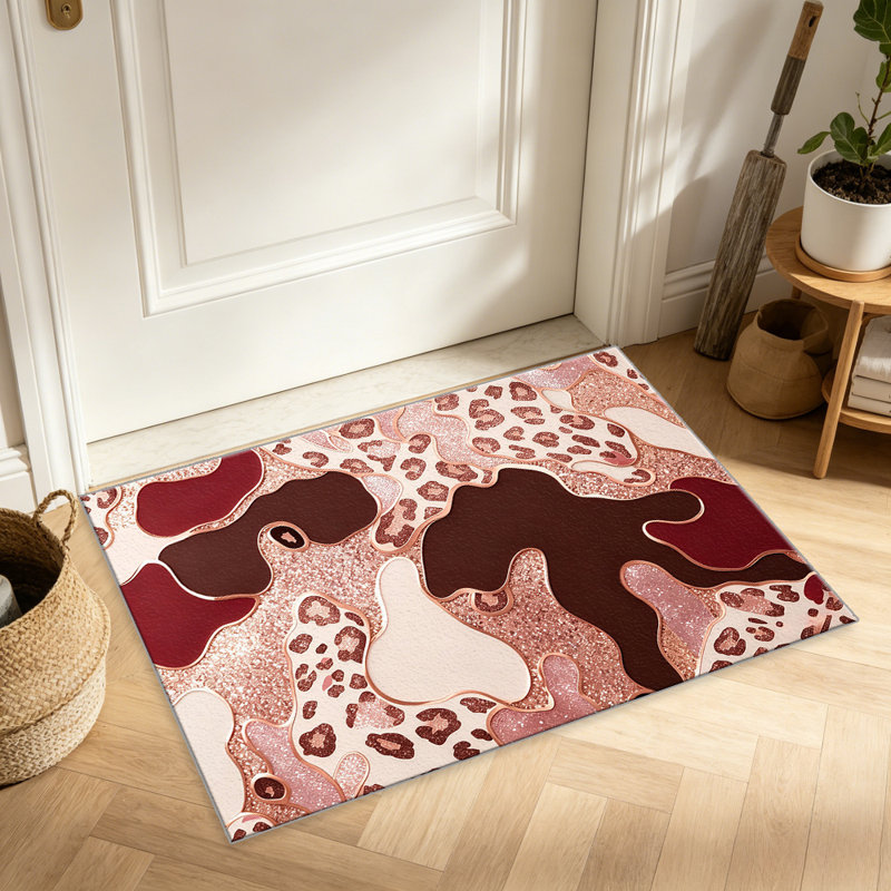 Red Brown Leopard Print carpet-easy to clean, machine-washable, soft and comfortable; suitable for door mats, kitchens, living rooms, bedrooms, corridors, and laundry areas. Easy to clean, durable carpet for home decoration.
