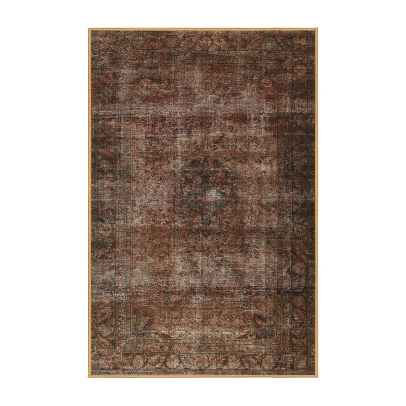 Tapis traditionnel noir / beige / rouge Antonina, Rectangle 5 pi x 7 pi