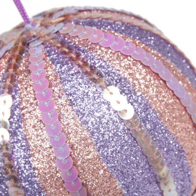 10cm Ball Ornament, Pale Pink and Lilac