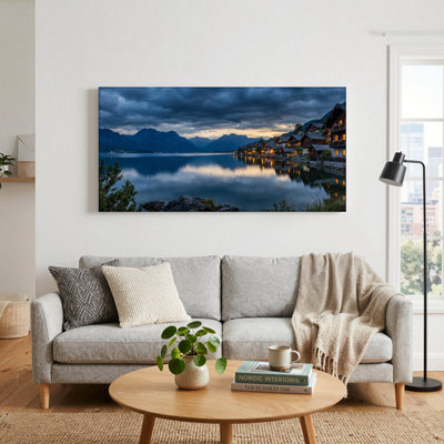 «Lake Village», reproduction d'art sur toile, ensemble de 1