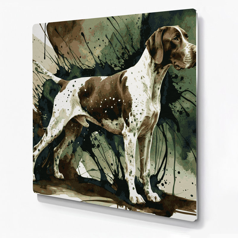 Dogs German Shorthaired Pointer, art mural en métal beige, H 32 po x l 32 po