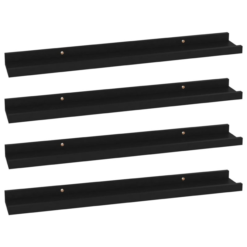 Ensemble de 4 tablettes suspendues Steve, 24 po, finition noire, Noir, H 1,2 po x l 23,6 po x P 3,5 po