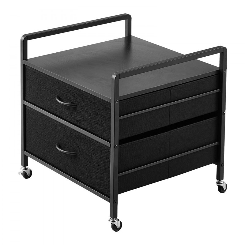 Mini Fridge Stand with Storage 176 lbs Mini Fridge Table 2 Drawers, Black