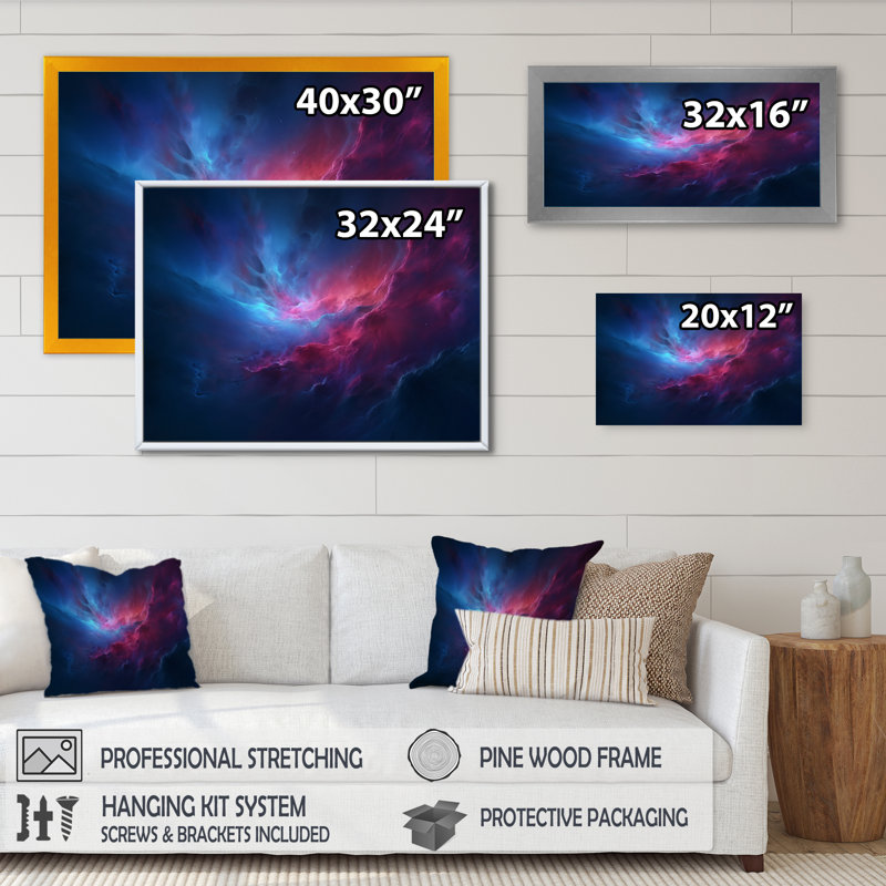 Abstract_Night_Sky_In_ The_Upper_Atmosphere IV, H 12 po x l 20 po x P 1 po, Toile avec cadre flottant or