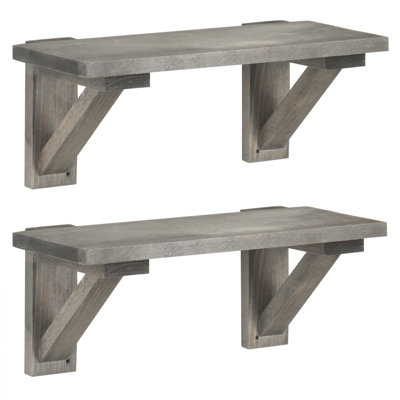 Derrald 2 Piece Solid Wood Floating Shelf