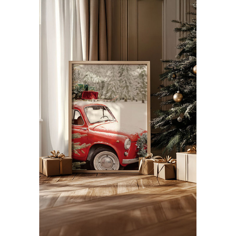 «Festive Christmas», peinture encadrée décorative de 13,0 po x 19,0 po | Cadre 100% bois massif (épaisseur: 0,8 pouce), œuvre d'art 100% MDF | Impression numérique pour des couleurs vives, décoration murale parfaite pour la maison et le bureau