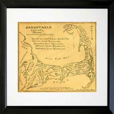 Vintage Cape Cod Barnstable - Reproduction d'art graphique sur papier encadré