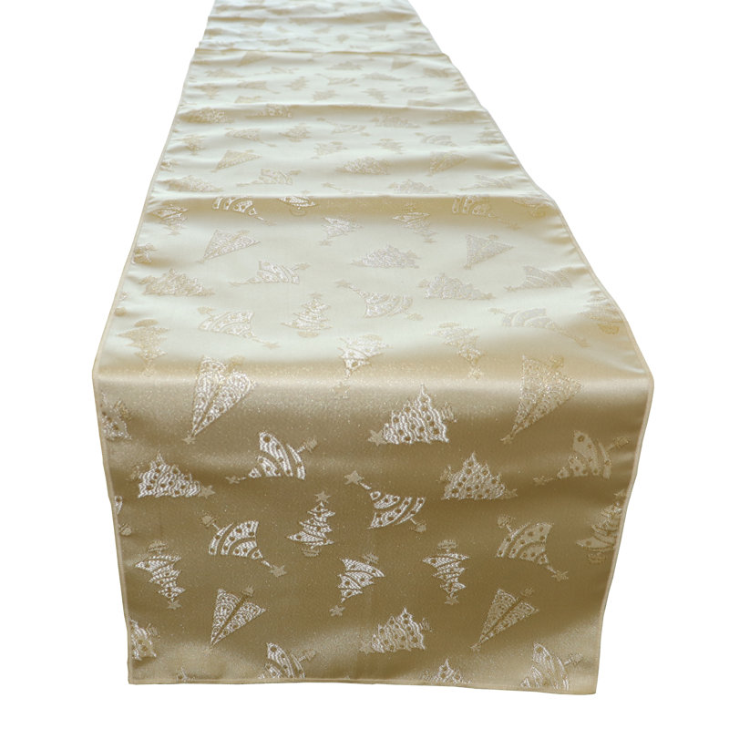Campden Floral Christmas Table Runner, Gold, 72" L x 12" W