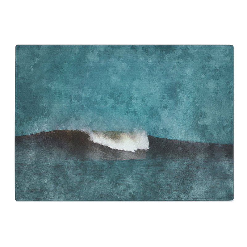 Tempered Glass Wave Curl Painting Chopping Board, 28.5 cm x 39 cm