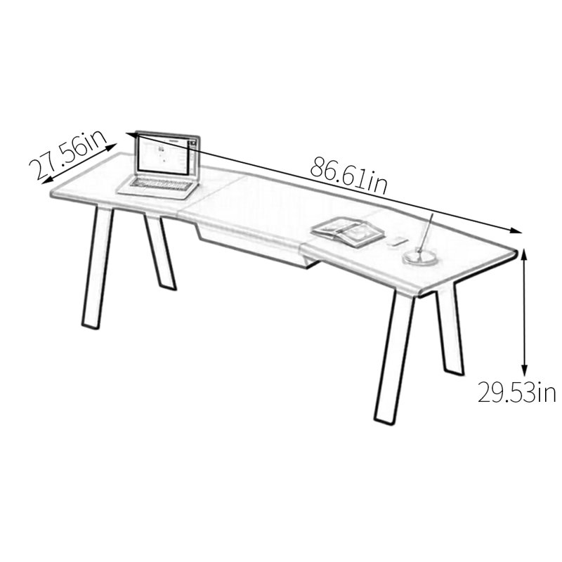 Bureau à forme libre Maksimas, H 29,53 po x l 86,61 po x P 27,56 po