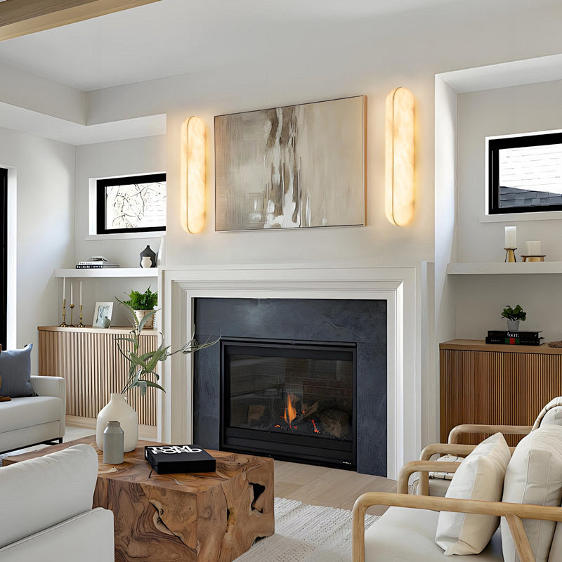 Modern Minimalist Led Linear Flush Mounted Sconce - Elegant Marble Texture With Gold Accent Strip, Marble/Gold