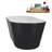 59" Streamline Soaking Glossy Black Freestanding Tub With Internal Drain in Brushed Nickel