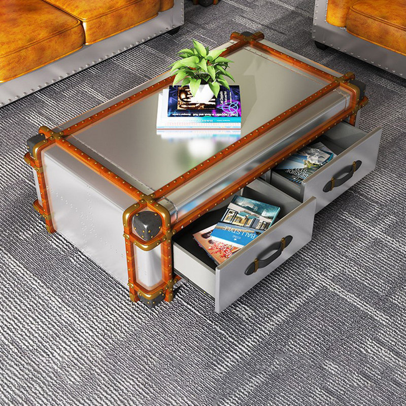 Industrial Vintage Aluminum Luggage Coffee Table Single Coffee Table
